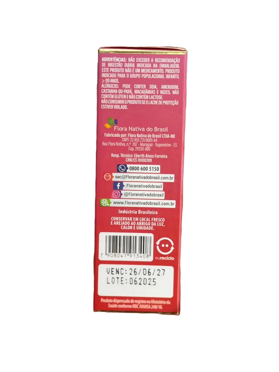 B-Trix VIT. B12 Em Gotas Flora Nativa 20ml Sabor Morango