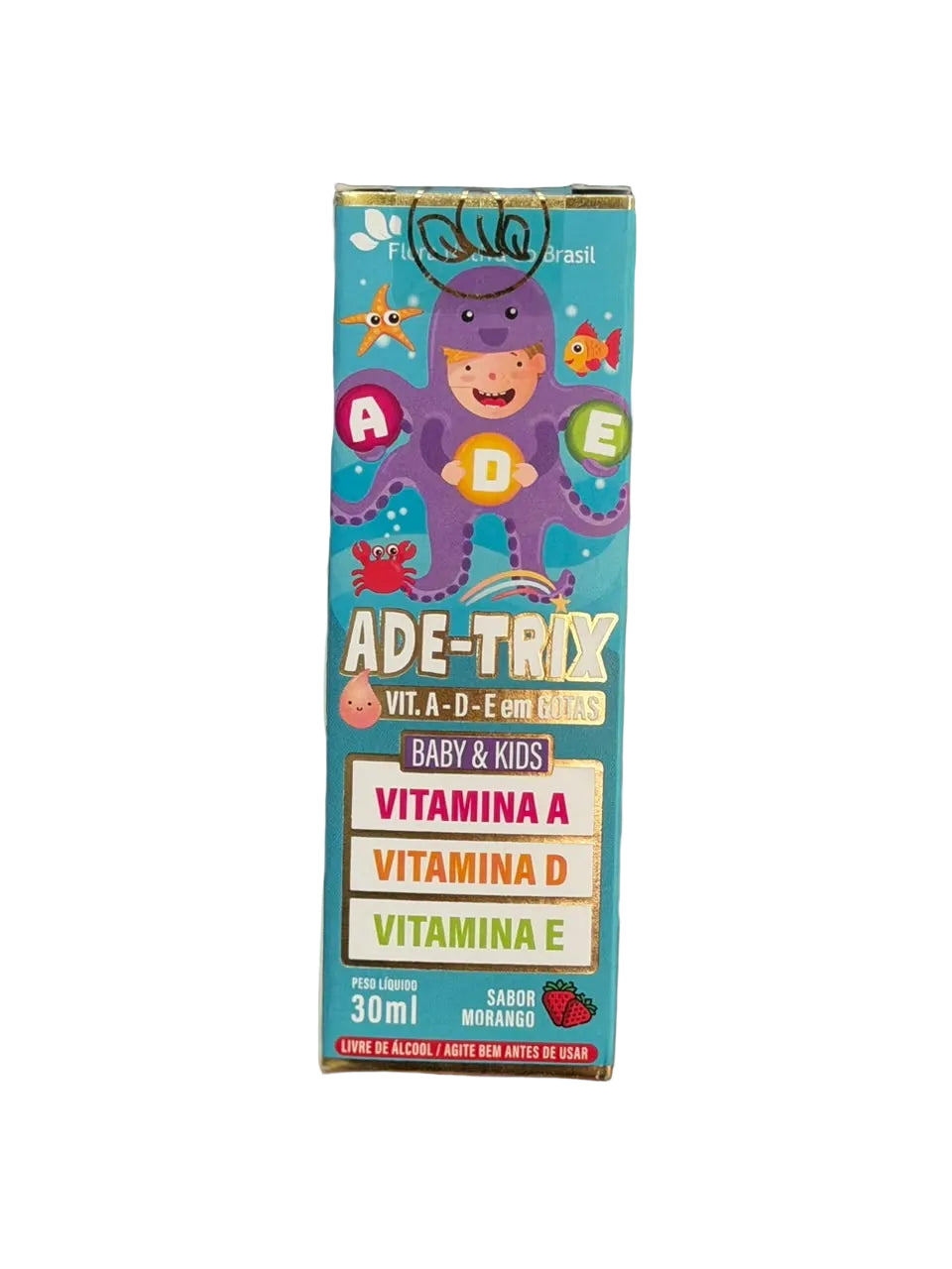 ADE-Trix  VIT. A-D-E em gotas  Flora Nativa  30ml Sabor Morango