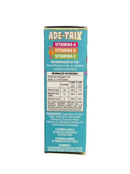 ADE-Trix  VIT. A-D-E em gotas  Flora Nativa  30ml Sabor Morango