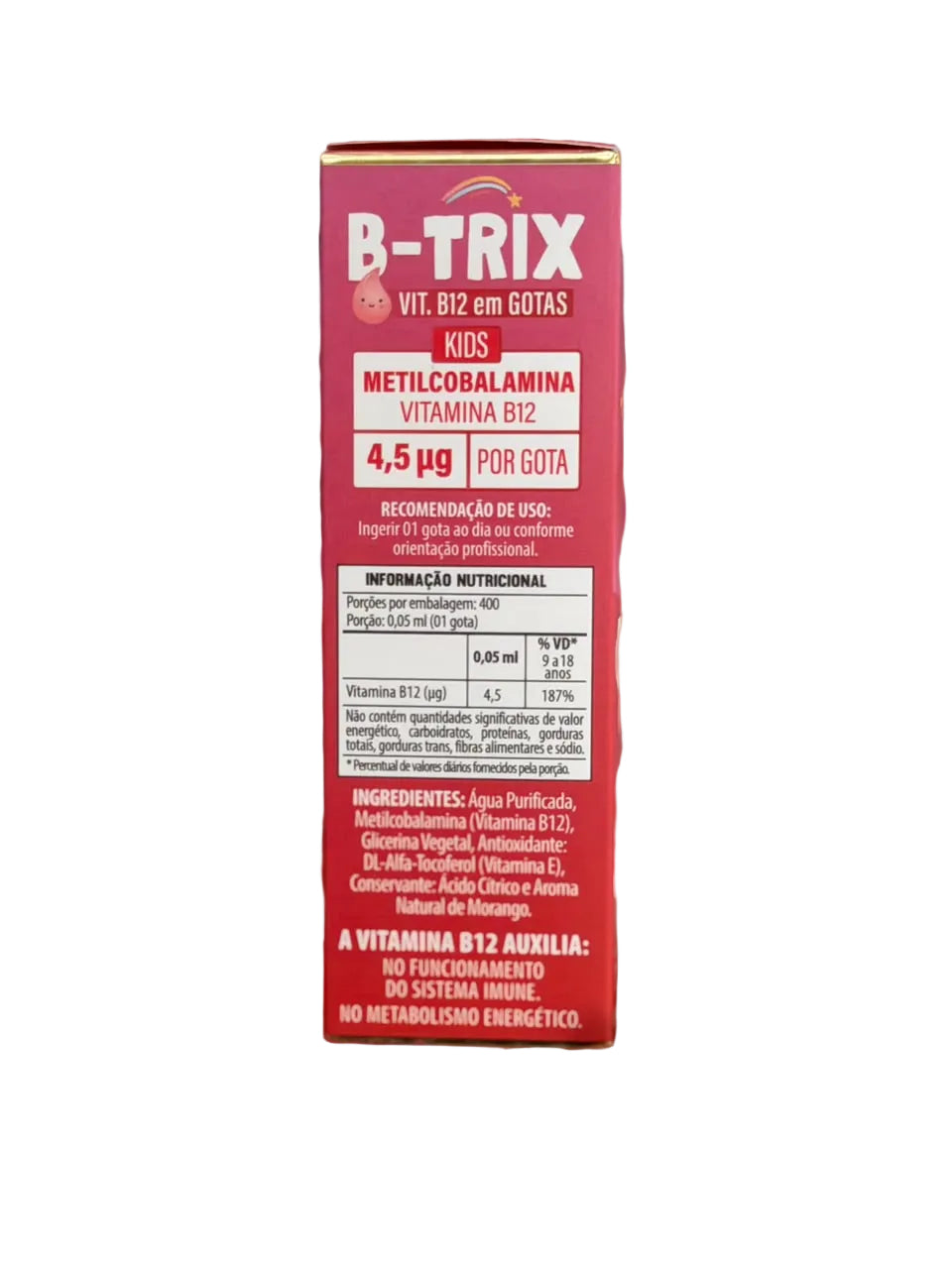 B-Trix  VIT. B12 Em Gotas Flora Nativa 20ml  Sabor Morango