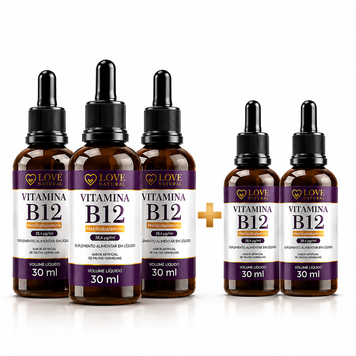 Vitamina B12 Metilcobalamina (kit com 5 unidades) - Sublingual - Promoção SETEMBRO AMARELO
