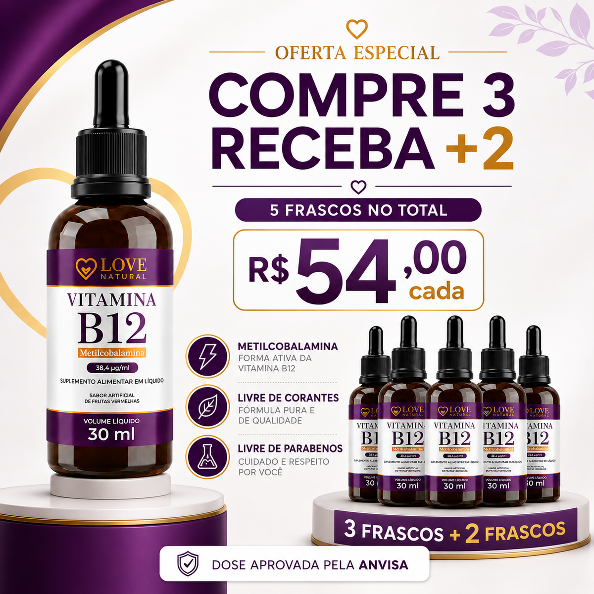 Vitamina B12 - Metilcobalamina - Sublingual 30mL – Energia e Alta Absorção