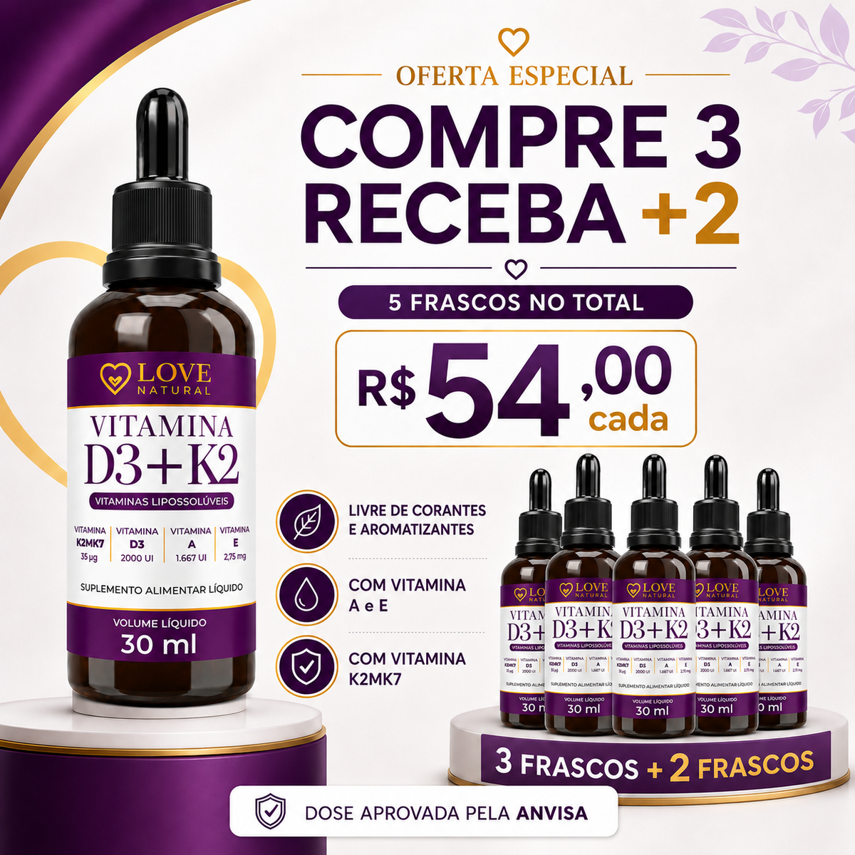 Vitamina D3 + K2Mk7 - Sublingual 30mL – Alta Absorção