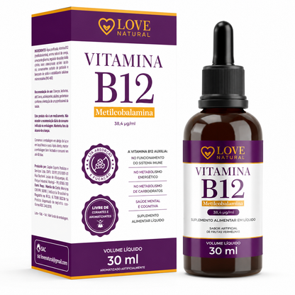 Vitamina B12 Metilcobalamina Love Natural 30mL – Energia e Alta Absorção