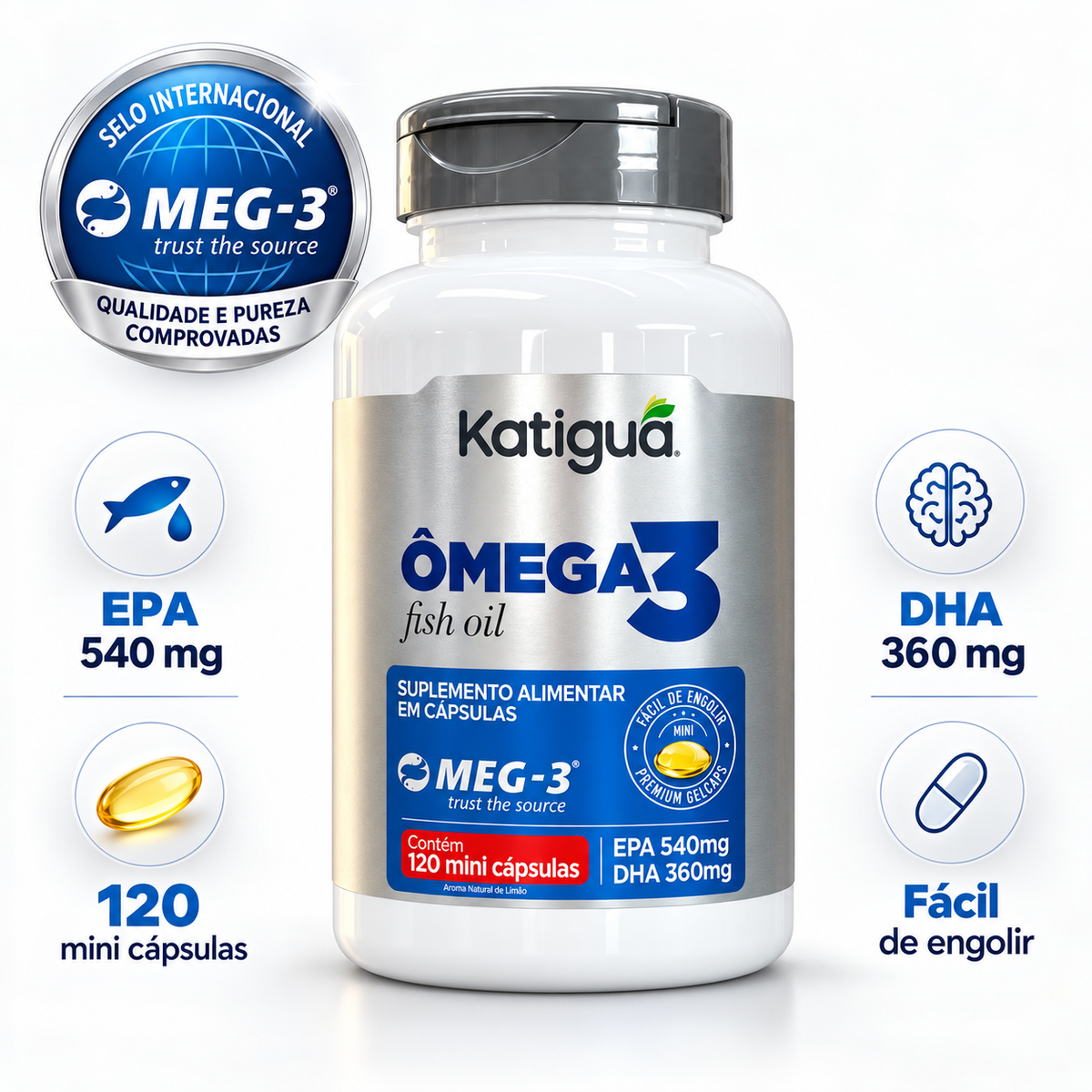 Ômega 3 Katiguá MEG-3® – 120 Mini Cápsulas