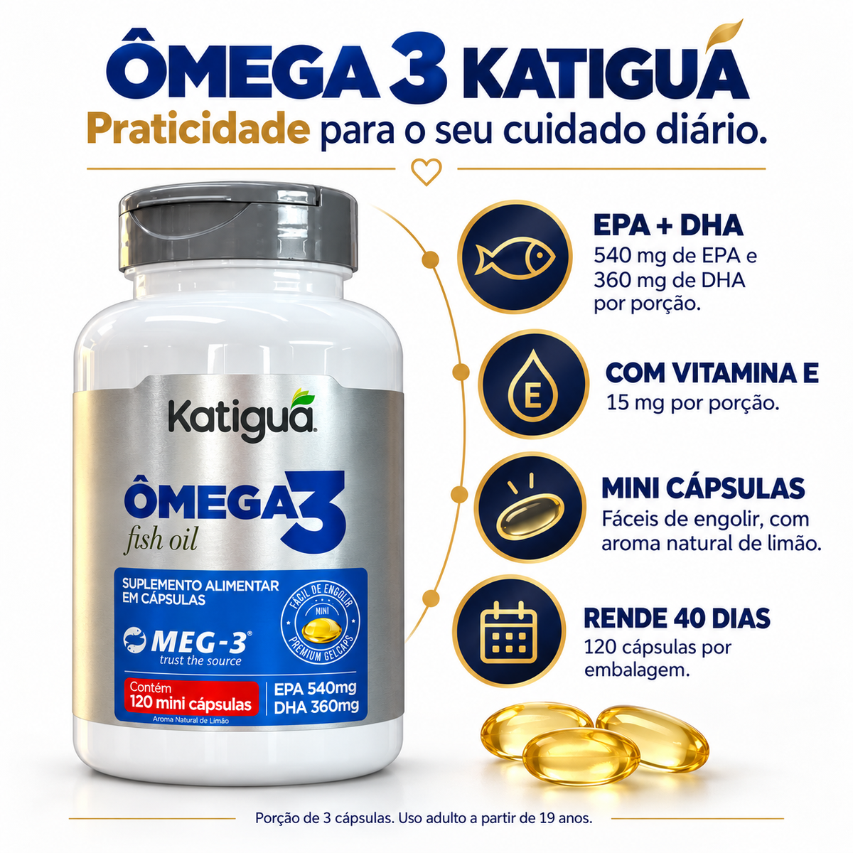 Ômega 3 Katiguá MEG-3® – 120 Mini Cápsulas