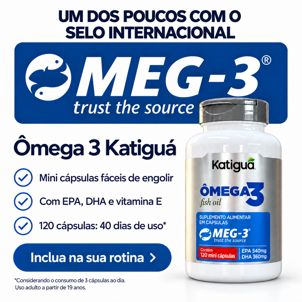Ômega 3 Katiguá MEG-3® – 120 Mini Cápsulas