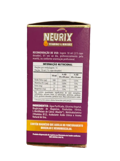 NEURIX  Vitaminas e Minerais Kids Flora Nativa 150ml Sabor Uva.