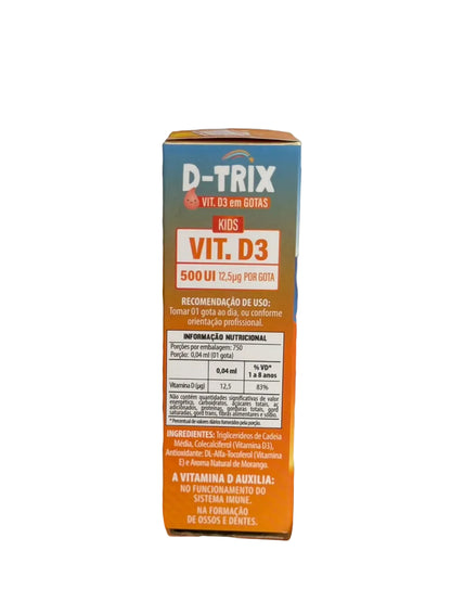 D-trix VIT. D3 em Gotas  Flora Nativa 30ml  Sabor morango