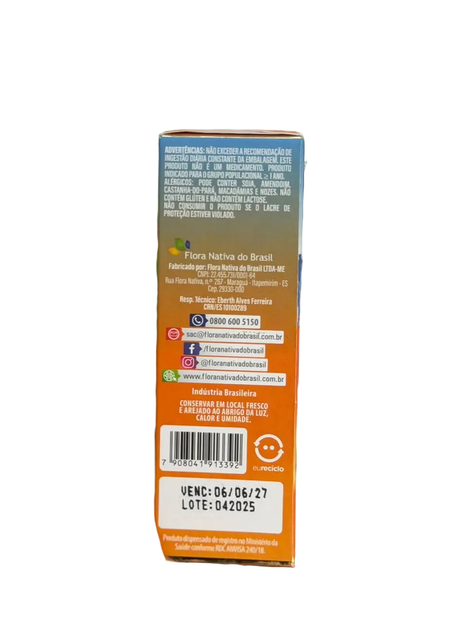 D-trix VIT. D3 em Gotas  Flora Nativa 30ml  Sabor morango