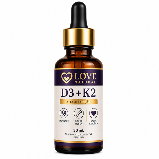 Vitamina D3 + K2 Love Natural 30mL – Alta Absorção e Saúde Completa