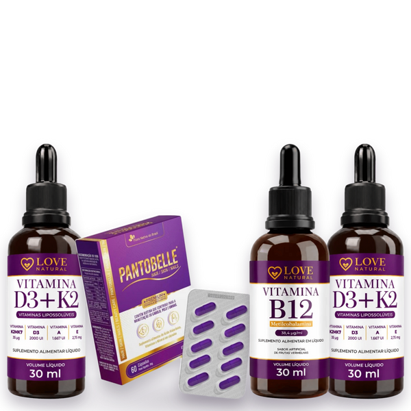 Combo Cabelo Saudável (nutrientes essenciais) - GANHE 1 VITAMINA D3 - Frete Grátis