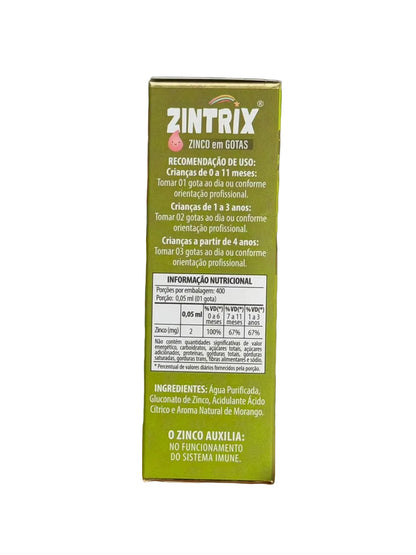 ZINTRIX  Zinco em Gotas Flora Nativa 20ml Sabor Morango
